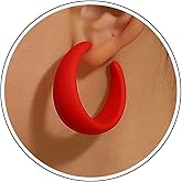 Zeshimb Large Acrylic Hoop Earrings C Shaped Resin Hoop Earrings Chunky Open Hoop Earrings Cute Candy Geometric Earrings Jewelry for Women (Blue)