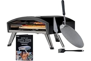 Deco Chef Outdoor Gas Pizza Oven, Portable Collapsable Design, Hassle-Free Self-Rotating Baking Stone, Accessories, Black