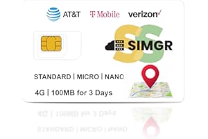 SIMGR Prepaid SIM Card for GPS Tracker | Kids Smart Watch | Elderly Child Pets Tracking Device | GPS Vehicle | USA Small Data Only SIM Card 4G LTE Support AT&T, T-Mobile, Verizon Network | No Contract