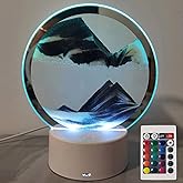 Moving Sand Art Picture Round Glass 3D Deep Sea Sandscape in Motion Display Flowing Sand Frame, Large Desktop Art Toys, Home & Office Desktop Decorations(Black, RC-Crotrol)