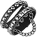 Y-blue Multilayer Bracelet Fashion Punk Leather Woven Braided Cross Bangle Wrist Cuff Wristband (Black+White)