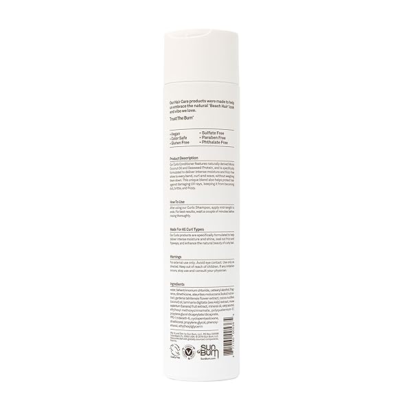 SUN BUM CURLS CONDITIONER | VEGAN AND CRUELTY FREE MOISTURIZING HAIR TREATMENT FOR WAVY AND CURLY HAIR | 10 OZ