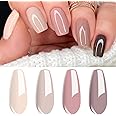 Vishine Gel Nail Polish Set - 4 Colors Nude, Pastel Beige Brown Gel Polish Natural Colors Gel Polish Set UV Soak Off Nail Polish Design DIY Home Salon 8ml #C015