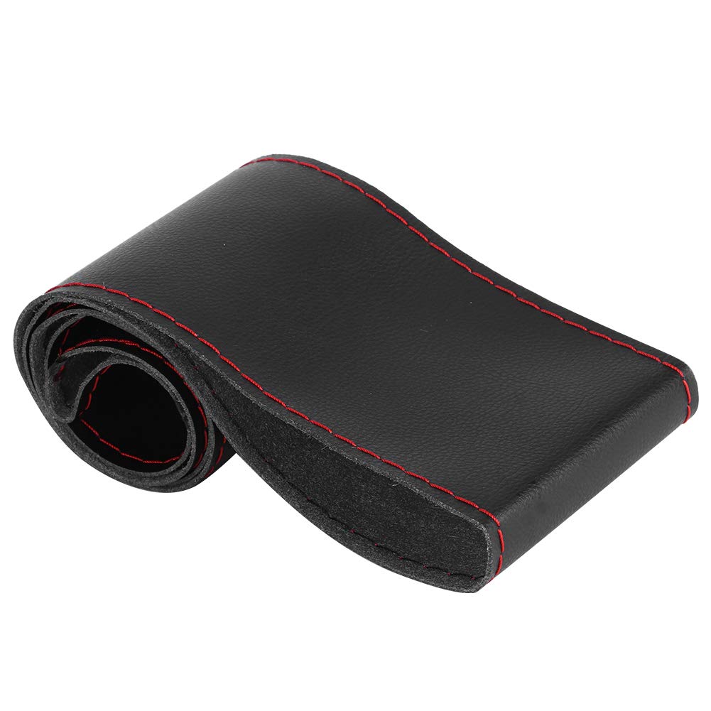 car red steering wheel covers Microfiber Leather Steering Wheel Cover, 15 inch Microfiber Leather Steering Wheel Cover Universal DIY Sewing Car Interior Accessory 38cm/15in (Black red)