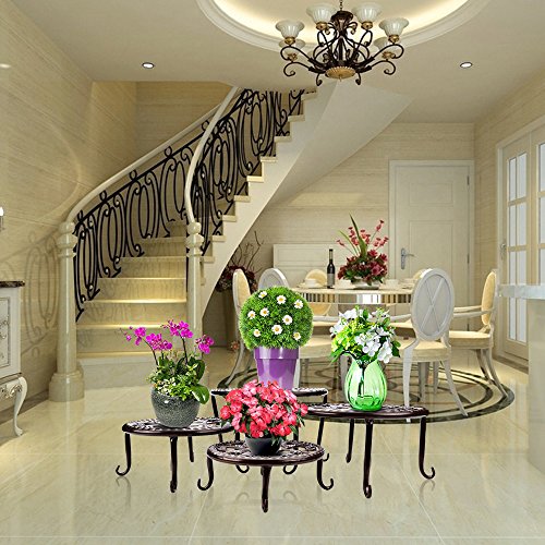 Metal Plants Stand Flowerpot Holder Iron Art Pot Holder, AISHN Flower Pot Supporting Indoor Outdoor Garden Pack of 4pcs with Different Size