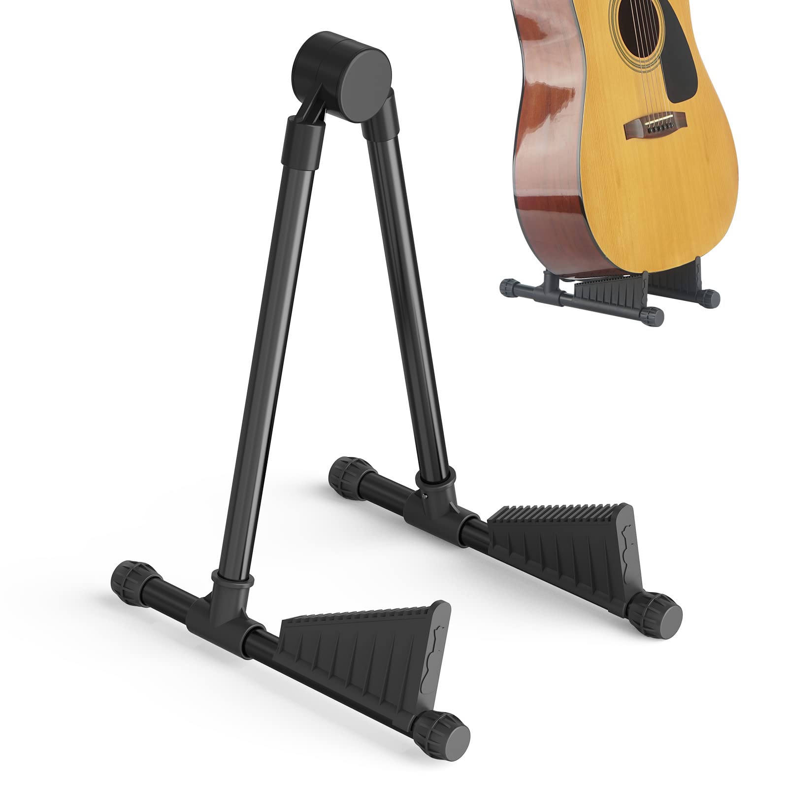 Musiin Foldable Guitar Stand - Guitar Stand for Acoustic Electric Classical Guitars and Violin, Ukulele, Bass, Lightweight and Foldable, Portable in bag. Easy to take in Travel.