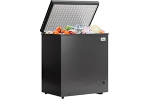 TABU 7.0 Cubic Feet Chest Freezer, Energy Saving Chest Deep Freezer with 7 Level Adjustable Thermostat, Top Opening Compact Freezer with Removable Storage Basket (Black)