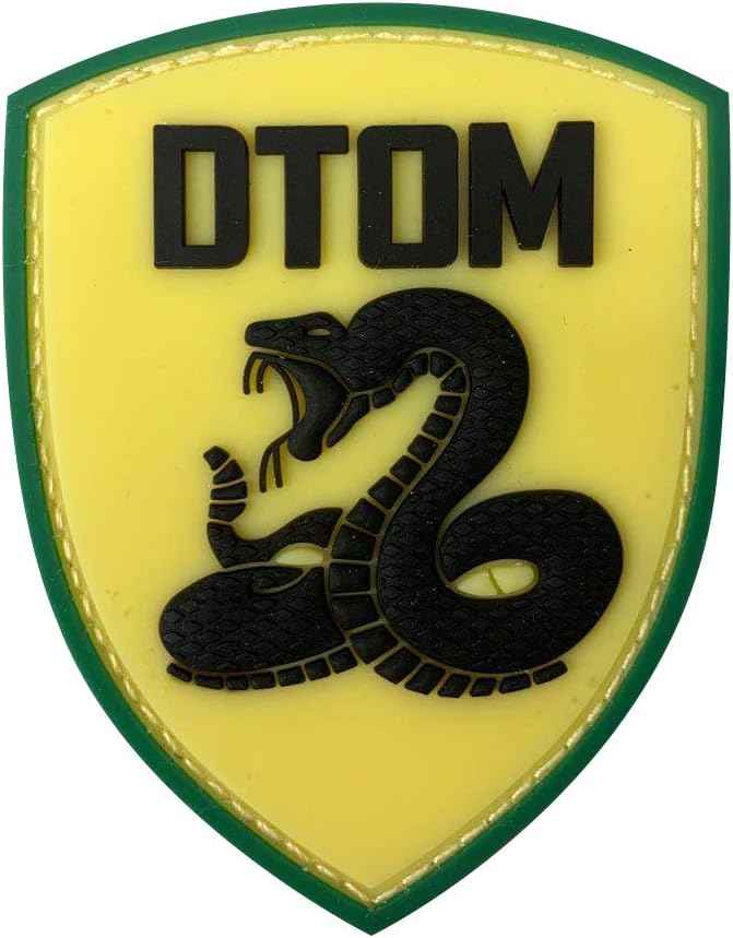 Don't Tread On Me Tactical Patch (3.4 x 2.7 Inches) DTOM Snake Morale 3D PVC Patch Rubber Military Patch Morale Patch with Hook & Loop Patch (Green)