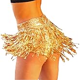 Yollmart Women's Sequins Tassel Skirts Shorts Booty Dance Festival Bottoms