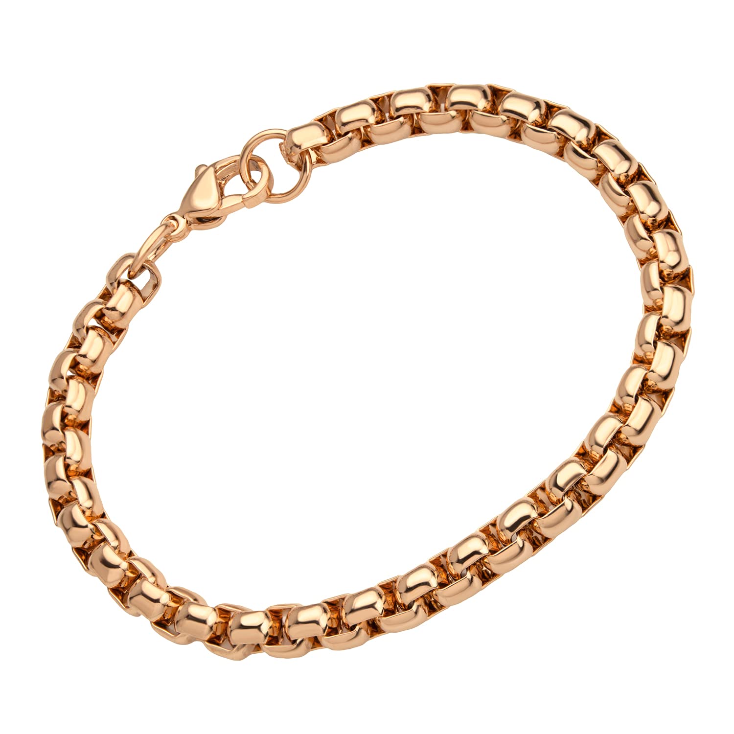 555Jewelry 5mm Stainless Steel Box Chain Bracelet for Men & Women, Rose Gold, 8.25 Inch