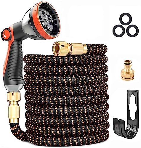 Yofidra Expandable Garden Hose Pipe 50FT, Water Hose with 10-Pattern Spray Gun & Metal Fittings, Hosepipe for Gardening, Washing & Cleaning