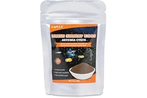 capuca Brine Shrimp Eggs Fish Food - Sea Monkey Eggs 90% Hatch Rate Aquatic Foods for Freshwater & Saltwater Fish, Shrimp, Fry (0.7oz)
