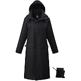 wantdo Long Rain Coat for Women Waterproof Raincoat with Hood Full Length Windbreaker Packable Trench Rain Jacket