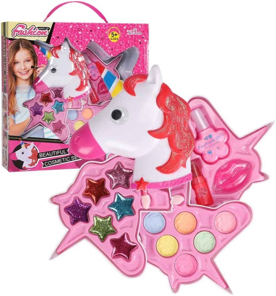 ARTIFUN Makeup Set Eco-friendly Cosmetic Pretend Role Play Toy Decoration Kit Princess Make-up Toy Set Kids for Girls