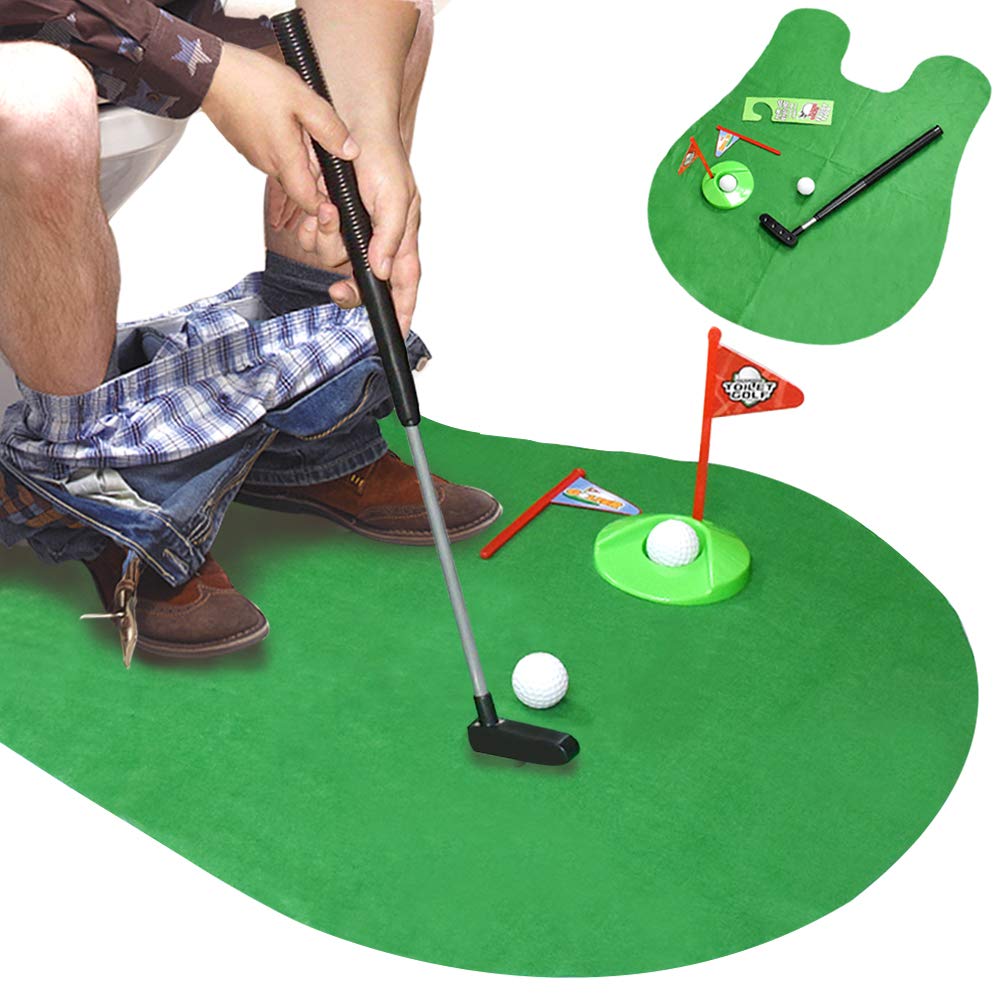 DLseego Toilet Golf, Potty Putter in Bathroom Golf Sport Game Mini Golf Indoor Training with Men's Toy Funny Game