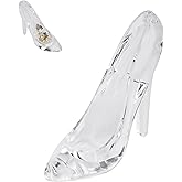 CAIRIAC Small Cinderella Glass Slipper, Acrylic High Heel Shoe, Crystal High Heels Shoe Figurines for Decor, Figurine for Girls Coming-of-Age Ceremony Gift Birthday Party Decorations (Clear)