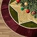 Valery Madelyn Christmas Tree Skirt for Tree Decorations, 48 Inch Traditional Red Green Gold Large Xmas Velvet Tree Skirt with Embroidery Patchwork & Tassels for Tree Merry Christmas Party Decor