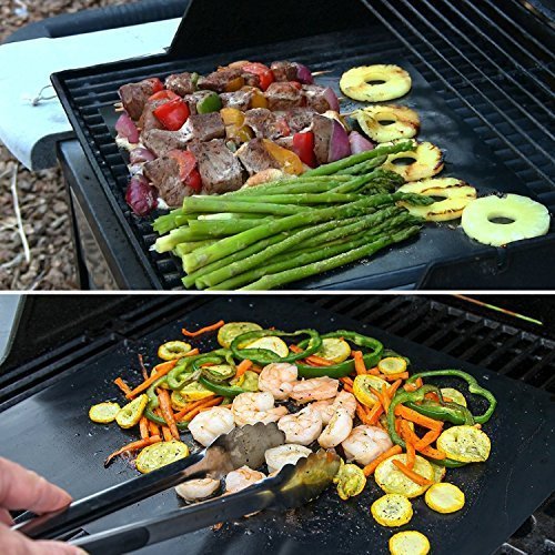 Teletrogy Grill Mat, Set of 5 Non-stick BBQ Grill & Baking Mats Reusable and Easy to Clean Cooking Accessories for Gas, Charcoal, Electric Grill and Kitchen Oven or Your Smoker -15.7 x 13 Inch (Black)