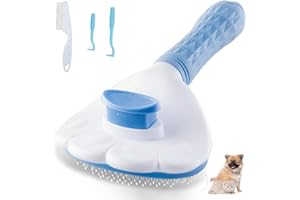 AESALUTOY Pet Shedding Brush - Easy to Remove Loose Undercoat, Massaging Tool for Cats, Dogs, and Bunnies with Long or Short Hair (Blue Claw)