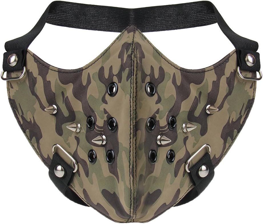Genda 2Archer PU Leather Fashion Half Face Punk Cosplay Anti-Dust Rivet Mask