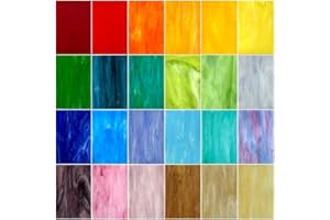 Gaicabi Vibrant Colors 24 Pcs Stained Glass Sheets 4 X 6 Inch Variety Pack Art Glass Supplies for Crafts, Suncatchers Decorat