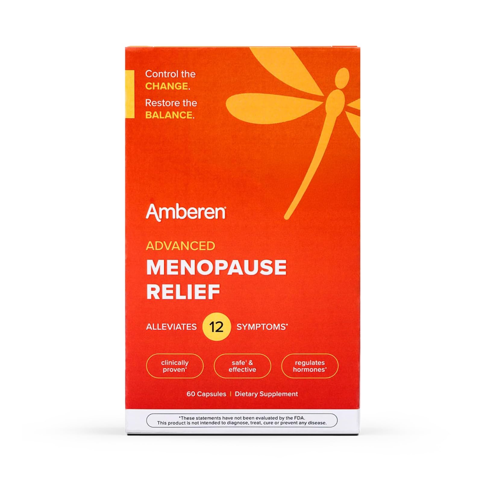 Amberen Menopause Supplement for Women, 60 Capsules, Clinically Proven, Helps Support Hormone Balance, Helps Relieve 12 Menopause Symptoms: Hot Flashes, Night Sweats, Mood Swings and More