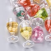 DanLingJewelry 5Pcs Random Color Mini Goblet Bottle Resin Pendants Polymer Clay Imitation Fruit Juice Cup Charms for Jewelry Making