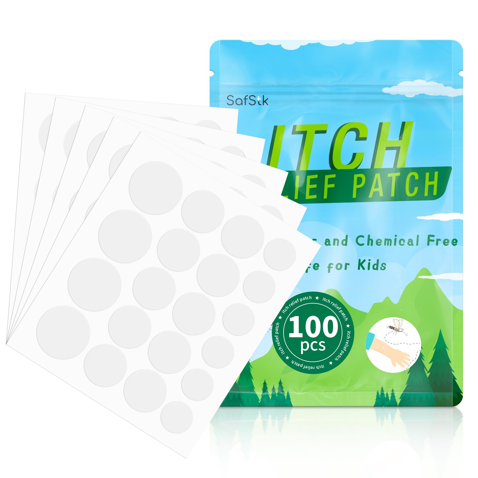 Photo 1 of *** 2 PACK****Itch Relief Patch 100pcs Anti Itch Stickers Nature Formula Hydrocolloid Fast Bite Itch Relief Chemical-Free & Safe for Kids Reduces Swelling Prevents Scratching Minimize Dark Marks-Clear in 3 Sizes