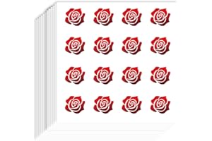 AHANDMAKER 192Pcs Red Roses Stickers Decal Waterproof Flower Stickers Decorative Paper Decals for Scrapbook Supplies Card Mak