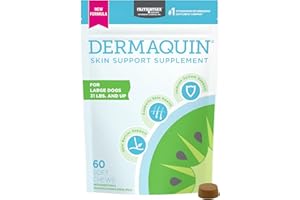NUTRAMAX LABORATORIES Nutramax Dermaquin Skin Support Supplement for Large Dogs, Supports Healthy Response to Allergens, with Hardy Kiwi, Omega-3s, and More, Tasty Soft Chews, 60 Count