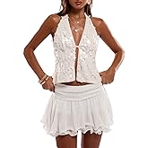 Floerns Women's Sequin Halter Crop Tops Backless Sleeveless Party Club Rave Sparkly Top