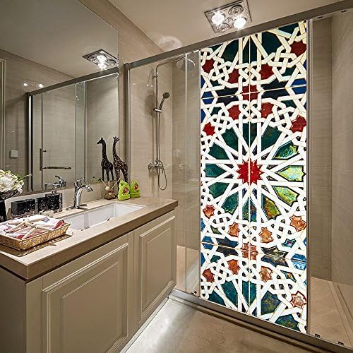 Bedroom Door Sticker, Kaleidoscope Bathroom Glass Door Sticker Window Film Wall Decals 15.15"x78"x2pcs