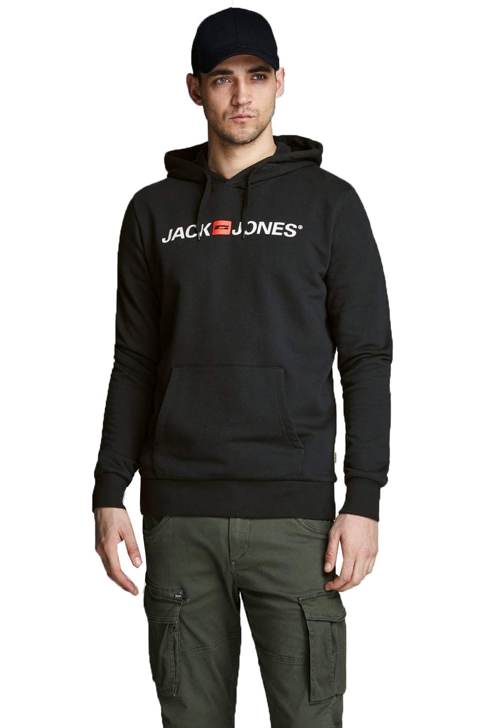 JACK & JONES Herren Jjecorp Logo Sweat Hood Noos Kapuzenpullover, Schwarz, L EU