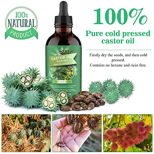 Castor Oil for Hair Growth Eyelashes(118 ml),100% Pure&Natural Cold Pressed Castor Oil for Eyelashes,Hair Growth,Beard,Body,Face,Skin Care,Nail