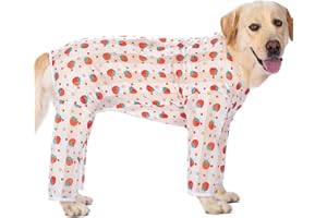 KUKASTER PET Dog Jumpsuit Prevent Shedding Hair Dog Onesie Surgery Recovery Suit Anti Licking Breathable Mesh Pet's Bodysuit, Pajamas for Big Dogs for Large After Surgery Summer(GTX02-red Strawberry-#30)