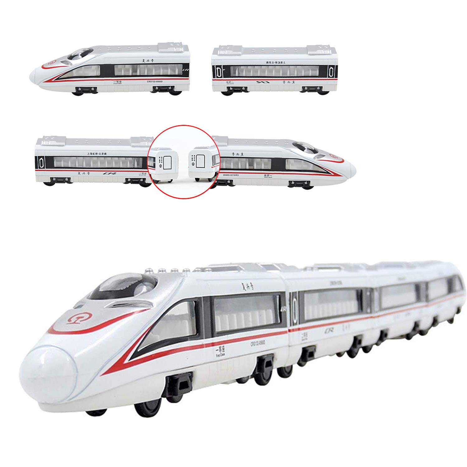 Train Model, CRH Passenger Train Set Metro Subway Railway Model Magnetic Metal Pullback travel Trian Diecast Gift
