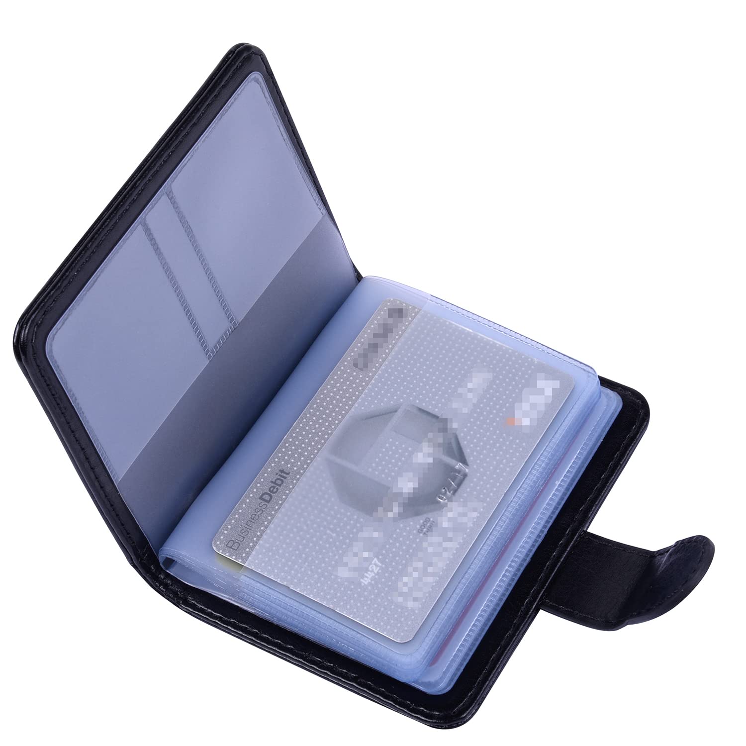 wisdompro Credit Card Holder for Men & Women, PU Leather RFID Blocking Debit Card Wallet ID Bank Card Case with Magnetic Shut (Build in 20 Card Slot)-Vertical