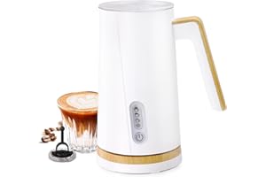 Huogary Update Milk Frother, 4-in-1 Milk Frother and Steamer, Electric Milk Frother Steamer, Milk Steamer, Warm and Cold Foam Maker for Latte, Frother for Coffee, Cappuccino(White)