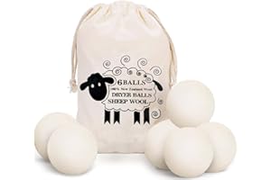 Wool Dryer Balls Pack of 6 XL, Sheep Dryer Balls Made from Premium Reusable New Zealand Wool, Fabric Softener, Reduce Wrinkle