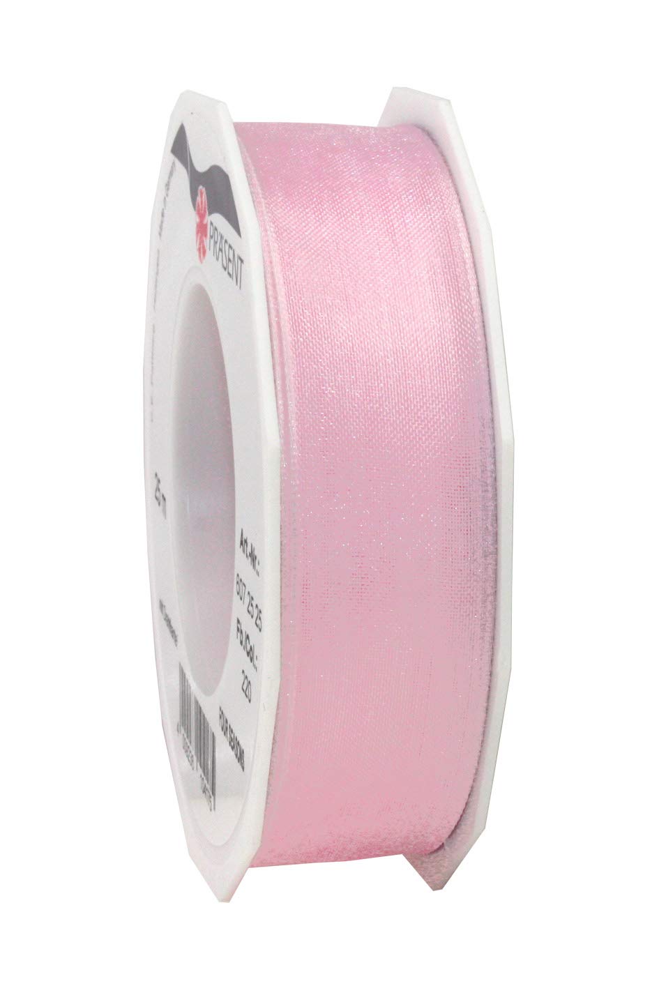 Präsent - Four Seasons Organza Wired Edge Ribbon Ligth Pink 25 mm Width, 25 m Length