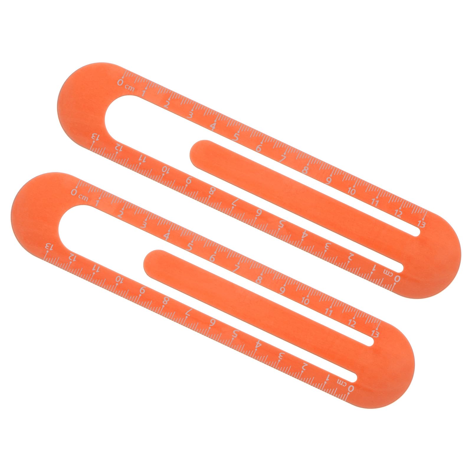 Kozelo 2pcs Metric Straight Ruler - [13cm] Aluminum Scales on Both Sides Metal Bookmark Clip Ruler Orange Red for Measurement Drawing Engineer Office Classroom Use, 1mm Minimum Scale
