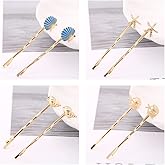 Shell Starfish Bobby Pins Set Shiny Seashell Hair Clips Set for Women Girls Summer Beach Hair Accessories for Long Short Hair Barrettes for Teen Girls Ocean Themd Hairpins 4 Pairs