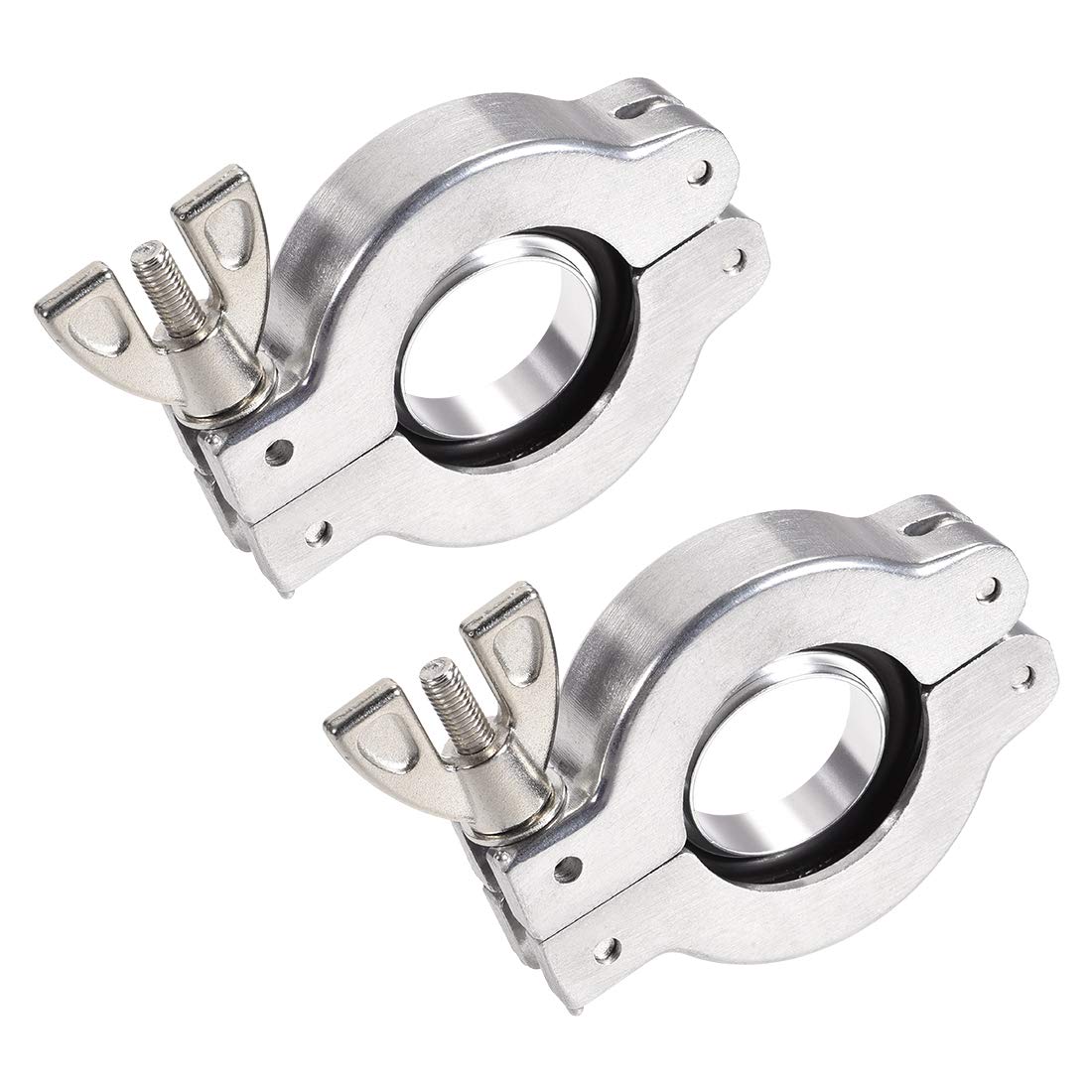 Sourcingmap 2 Pcs Aluminum Vacuum Clamp 53mm X 31mm KF25 Single Pin Clamp Wing Nut W Center Ring for Ferrule TC