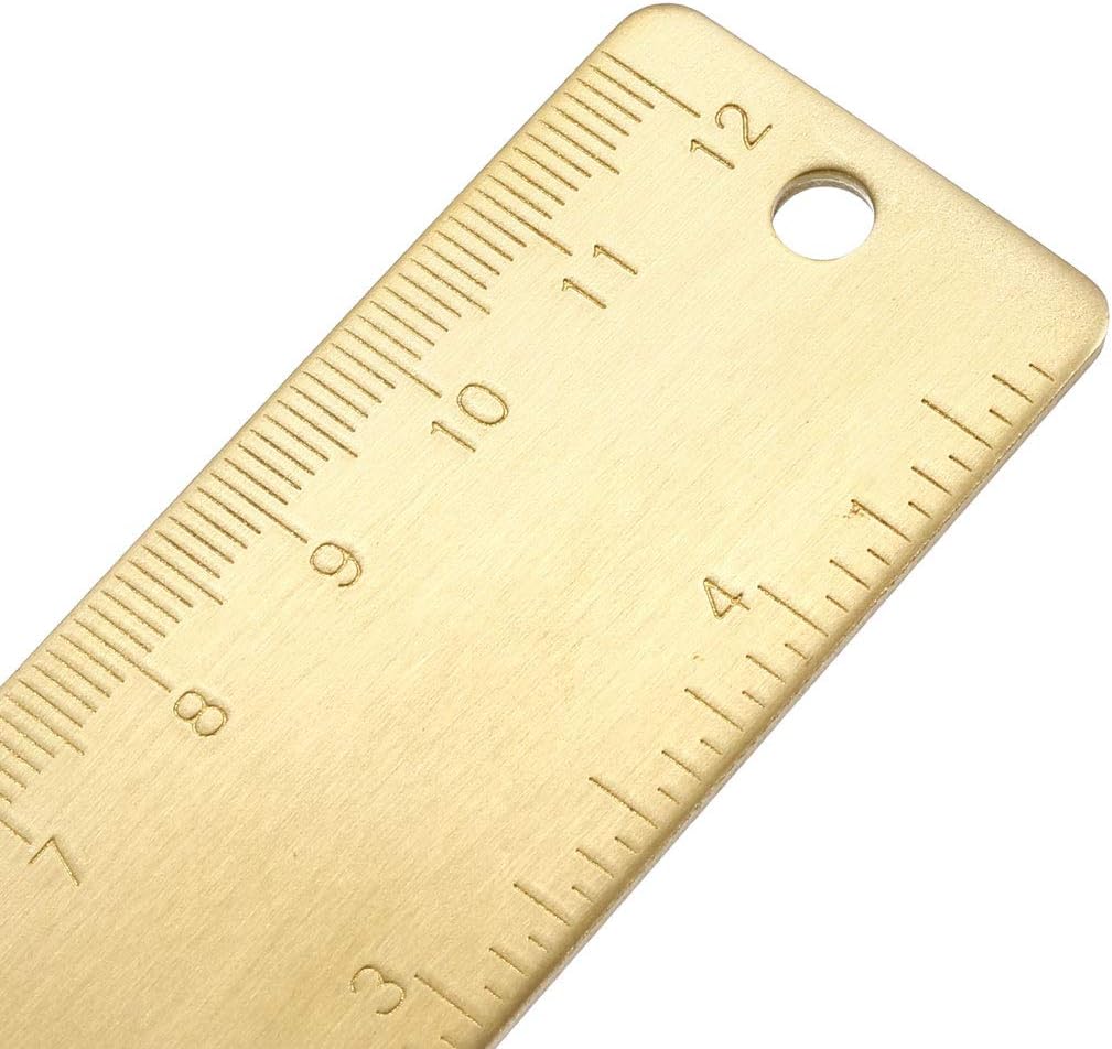 uxcell Straight Ruler 120mm 4 Inch Metric Thicker Brass Rulers