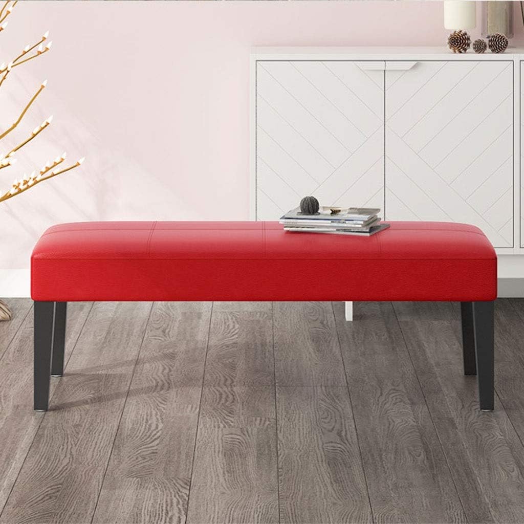 THBEIBEI Storage Benches Storage Bench Wood Footstool Cabinet Shoe Seat PU Upholstered Bench Pouffe Chair For Hallway Entryway Living Room Bedroom Bed end stool (Color : Red, Size : 100cm)