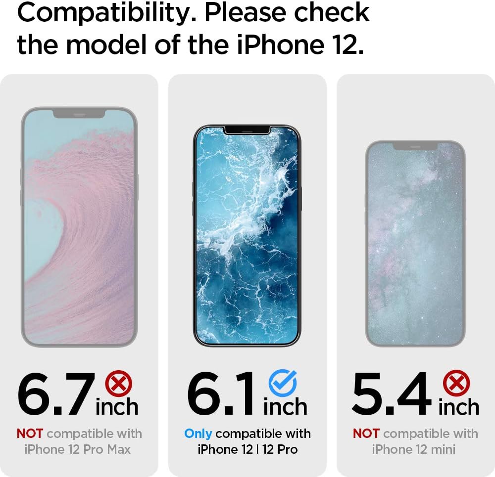 Spigen Tempered Glass Screen Protector [Glas.tR EZ Fit] designed for iPhone 12 (2020) / iPhone 12 Pro (2020) [Case Friendly] - 2 Pack