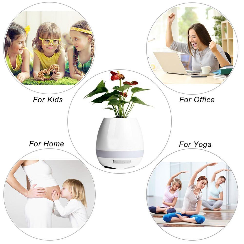 Music Plant Pot, ALBK LED Flower Pot Multi-color Night Light, Smart Touch Plant Piano Music Playing with Bluetooth Speaker as Gift, Decoration-USB Charge(Without Plants)