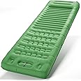 INVOKER 5.12" Camping Sleeping Pad with Built-in Foot Pump, Ultralight Inflatable Camping mat, for Camping, Backpacking, Hiking, Car Travel, Tent, Picnic, Beach, Green