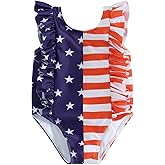 kacubwyy Toddler Girl Swimsuit 4Th of July Summer Beachwear Sleeveless One Piece Swimwear Bathing Suit