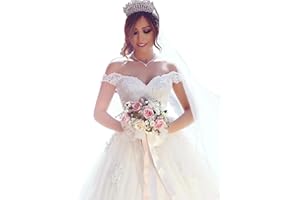 Yuxin Ball Gown Lace Wedding Dresses for Bride 2025 Off Shoulder A Line Princess Bridal Dress with Sleeve Train YX026